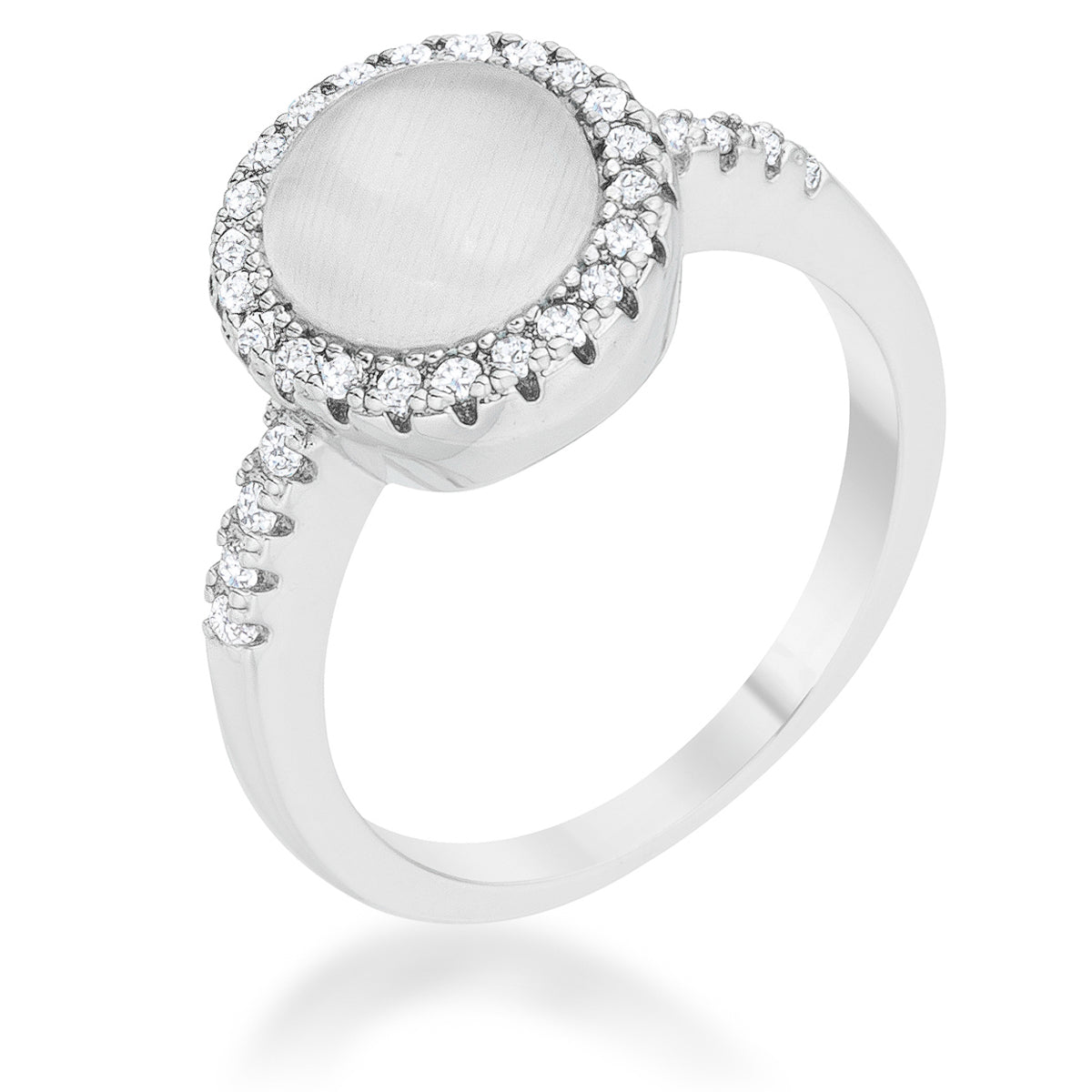 Desired Whisper Couture Line Patricia 0.3ct CZ White Cats Eye Rhodium Classic Ring - Friggin Jewelry Fashion