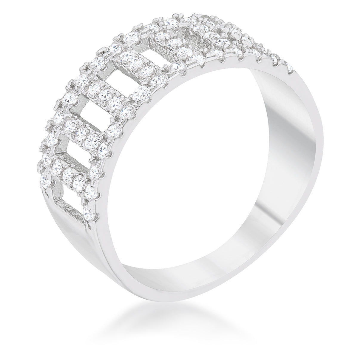 Sultry Edge Classic Muse Rey 0.5ct CZ Rhodium Contemporary Band Ring - Friggin Jewelry Fashion