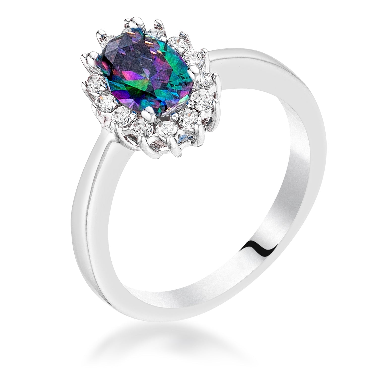 Playful Edge Contemporary Edit Mystic CZ Petite Oval Ring - Friggin Jewelry Fashion