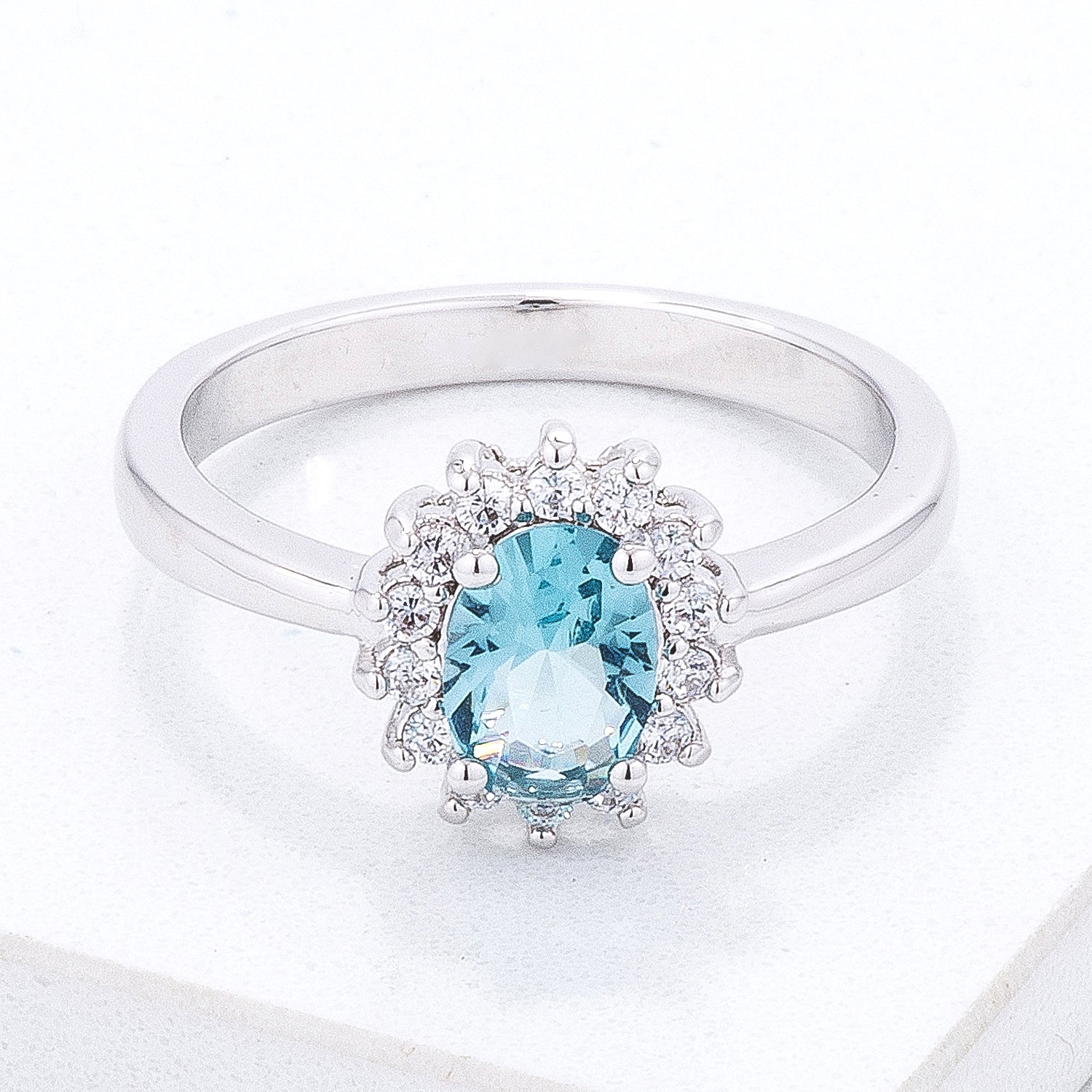 Cheeky Chic Refined Line Ice Blue CZ Petite Oval Ring - Friggin Jewelry Fashion