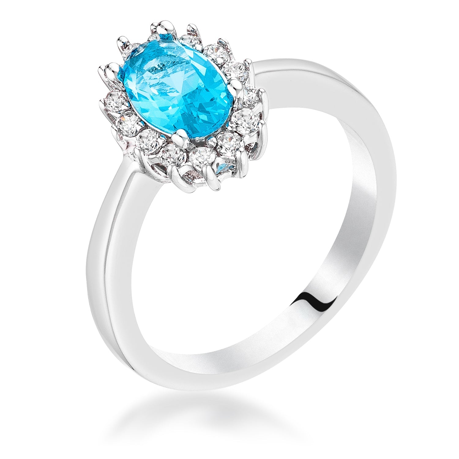 Everyday Whisper Icon Edit Aqua Blue CZ Petite Oval Ring - Friggin Jewelry Fashion