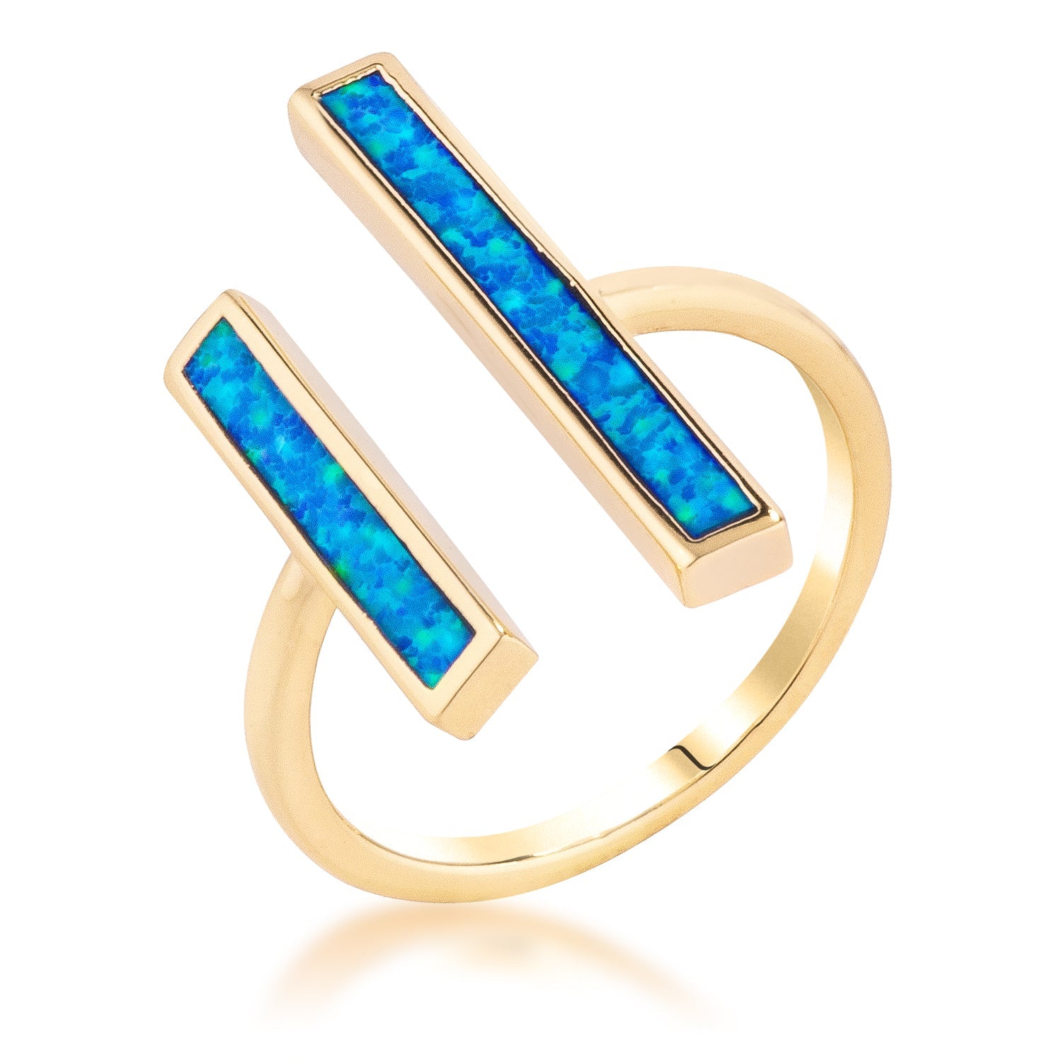 Lustre Detail Studio Line 18k Gold Plated Blue Opal Ring - Friggin Jewelry Fashion