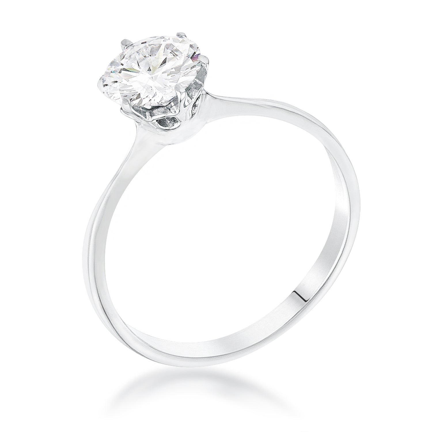 Polished Play Signature Line 1 Carat Single Stone CZ Rhodium Classic Solitaire Ring - Friggin Jewelry Fashion