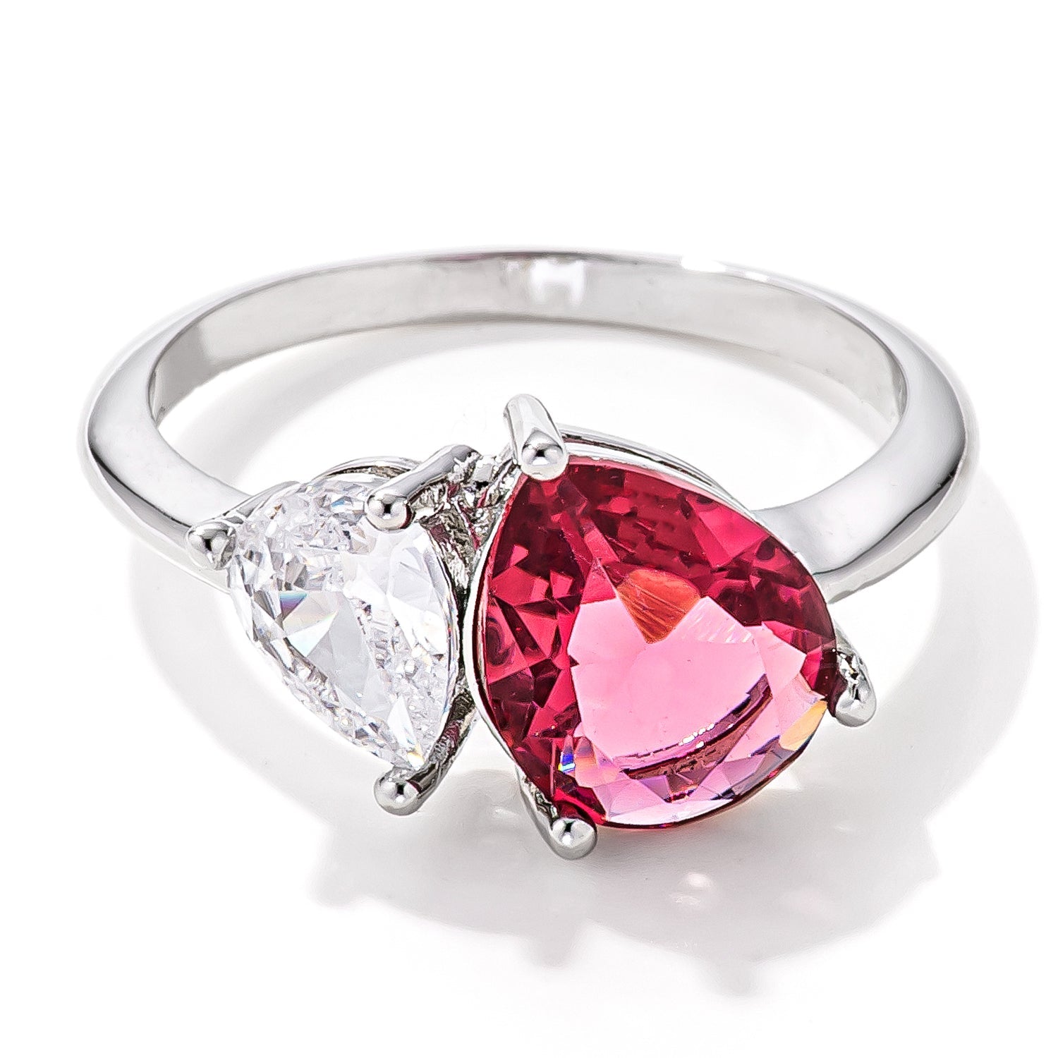 Dazzling Edge Timeless Series 2.75ct Clear & Rose Pink Toi et Moi CZ Ring - Friggin Jewelry Fashion