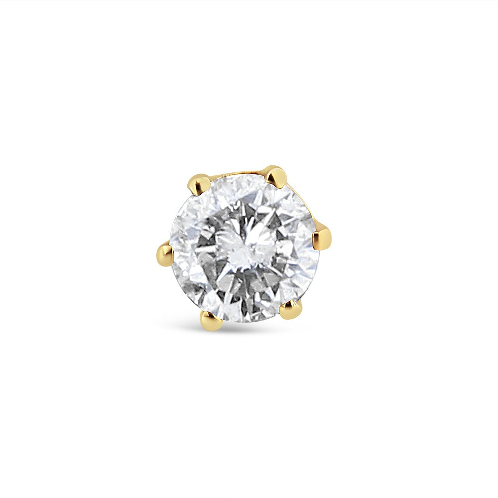 Pendiente solitario de diamante de 6 puntas en oro amarillo de 14 quilates (3/8 ct, color IJ, claridad I2-I3) - Friggin Jewelry