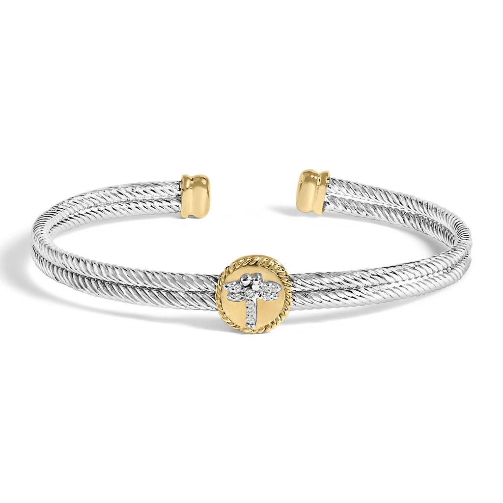 18K Yellow Gold Plated .925 Sterling Silver Diamond Accent Dragonfly Medallion Bangle Bracelet (I-J Color, SI1-SI2 Clarity) - 7.75 Inches - Friggin Jewelry