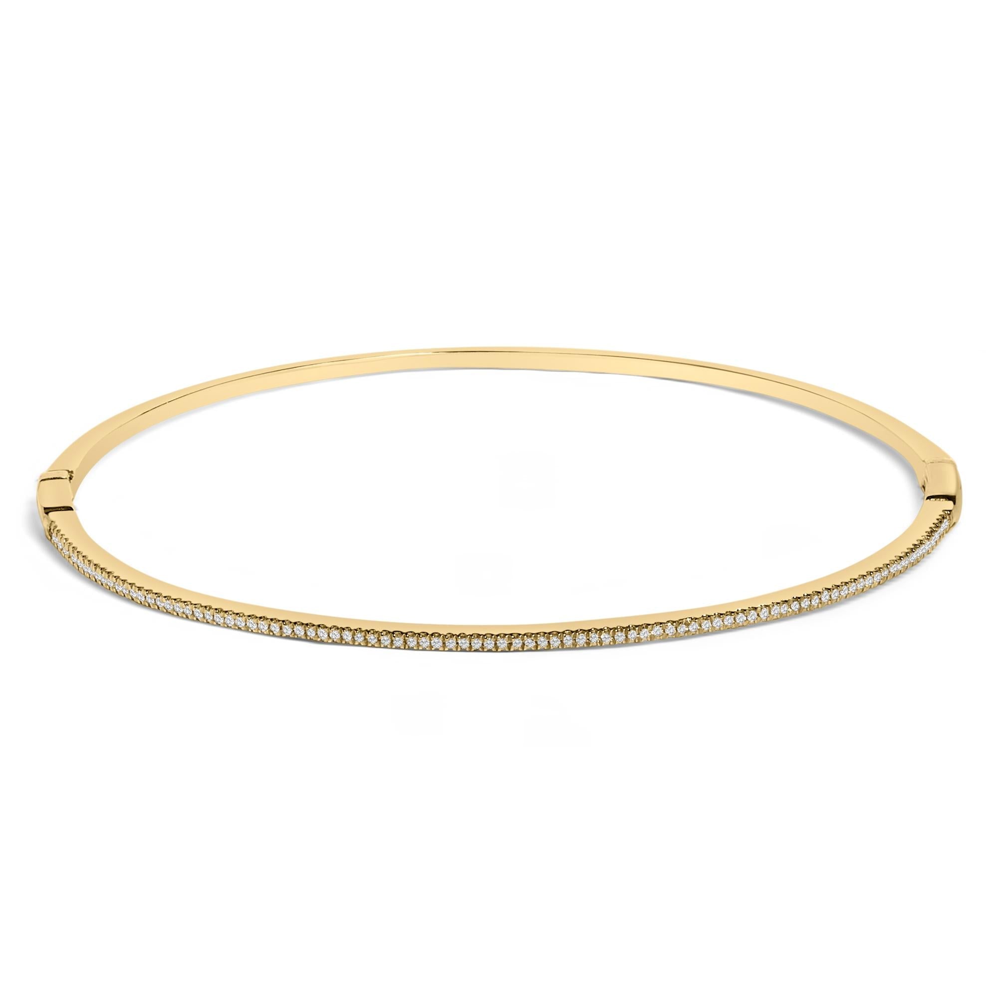 14K Yellow Gold 1/3 Cttw Diamond Half Eternity Bangle Bracelet (I-J Color, I2-I3 Clarity) - 7.75" Inches - Friggin Jewelry