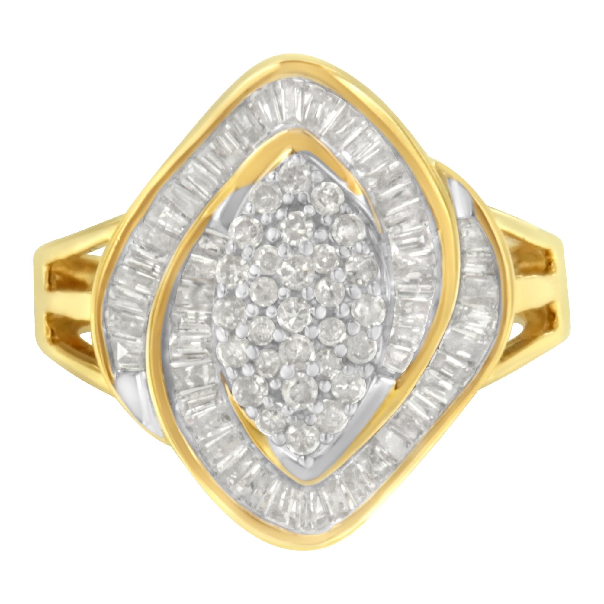 10K Yellow Gold Diamond Cluster Ring (3/4 Cttw, J-K Color, I2-I3 Clarity) - Friggin Jewelry