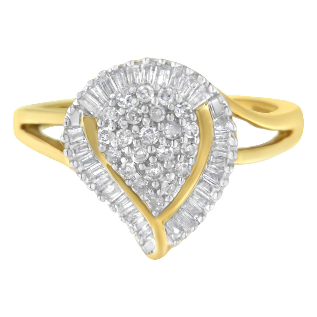 10K Yellow Gold Diamond Cluster Ring (1/2 Cttw, I-J Color, I1-I2 Clarity) - Friggin Jewelry