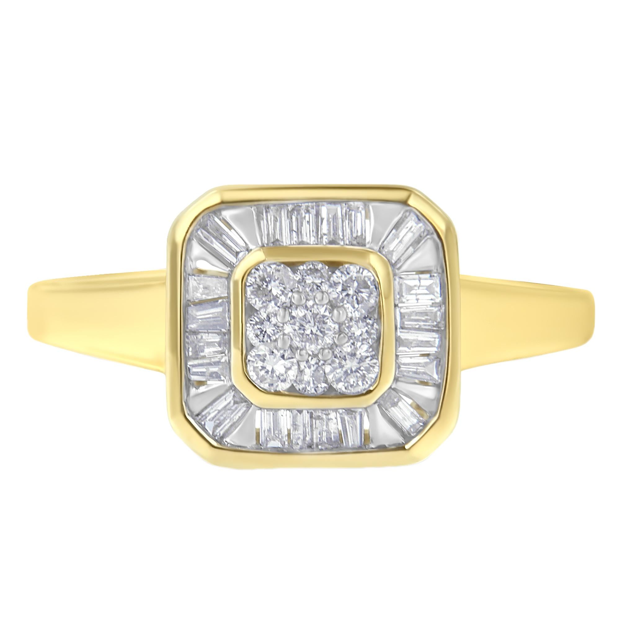 10K Yellow Gold Diamond Cocktail Ring (1/2 Cttw, I-J Color, SI2-I1 Clarity) - Friggin Jewelry