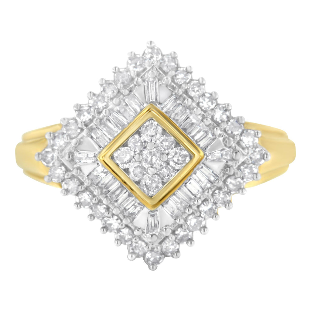 10K Yellow Gold Diamond Ballerina Ring (1 Cttw, I-J Color, I1-I2 Clarity) - Friggin Jewelry