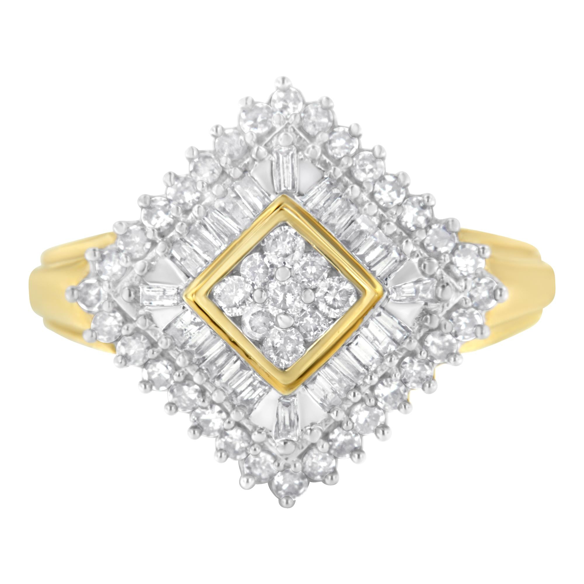 10K Yellow Gold Diamond Ballerina Ring (1 Cttw, I-J Color, I1-I2 Clarity) - Friggin Jewelry