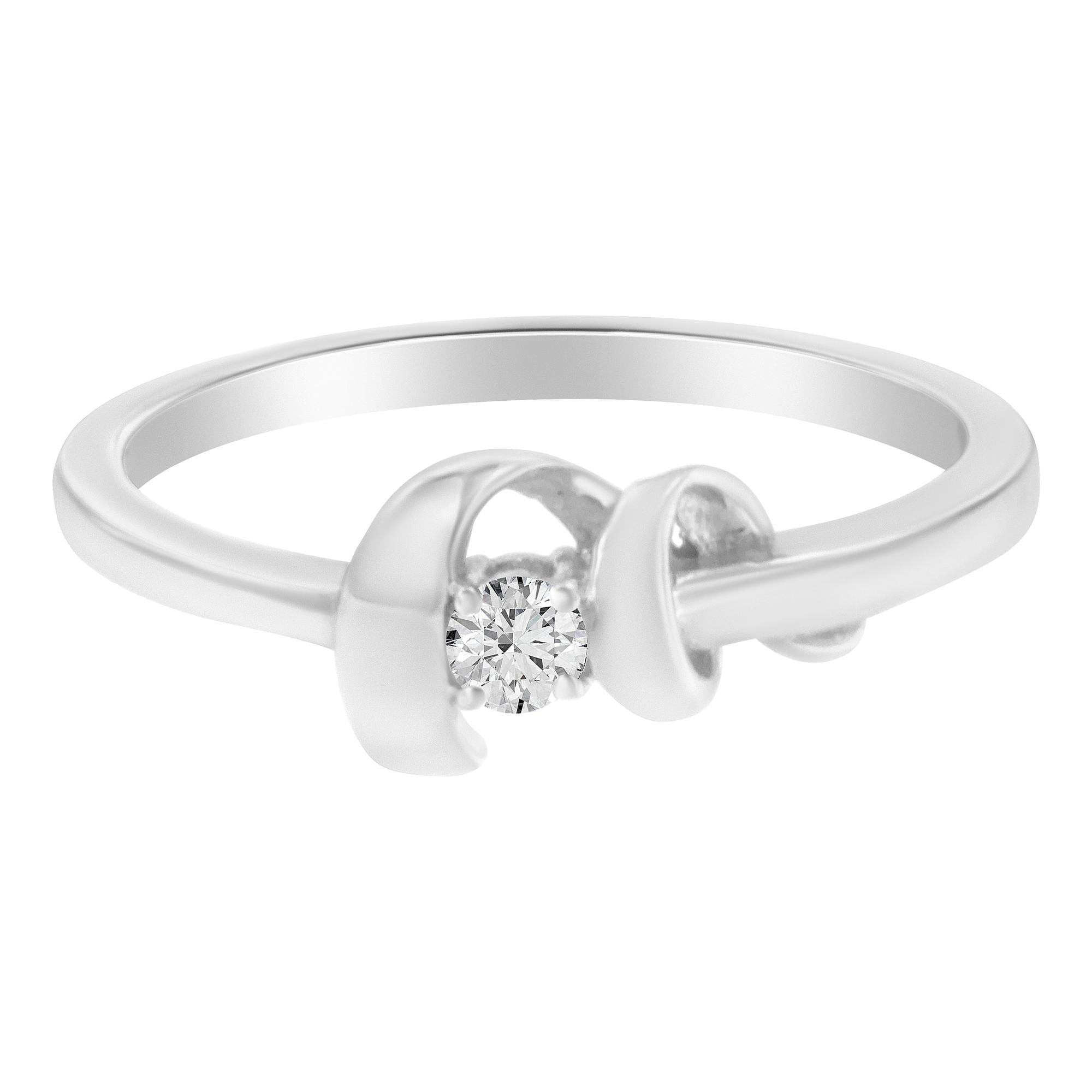 Anello con promessa di diamanti in oro bianco 10 carati (1/10 ct, colore HI, purezza SI2-I1) - Friggin Jewelry