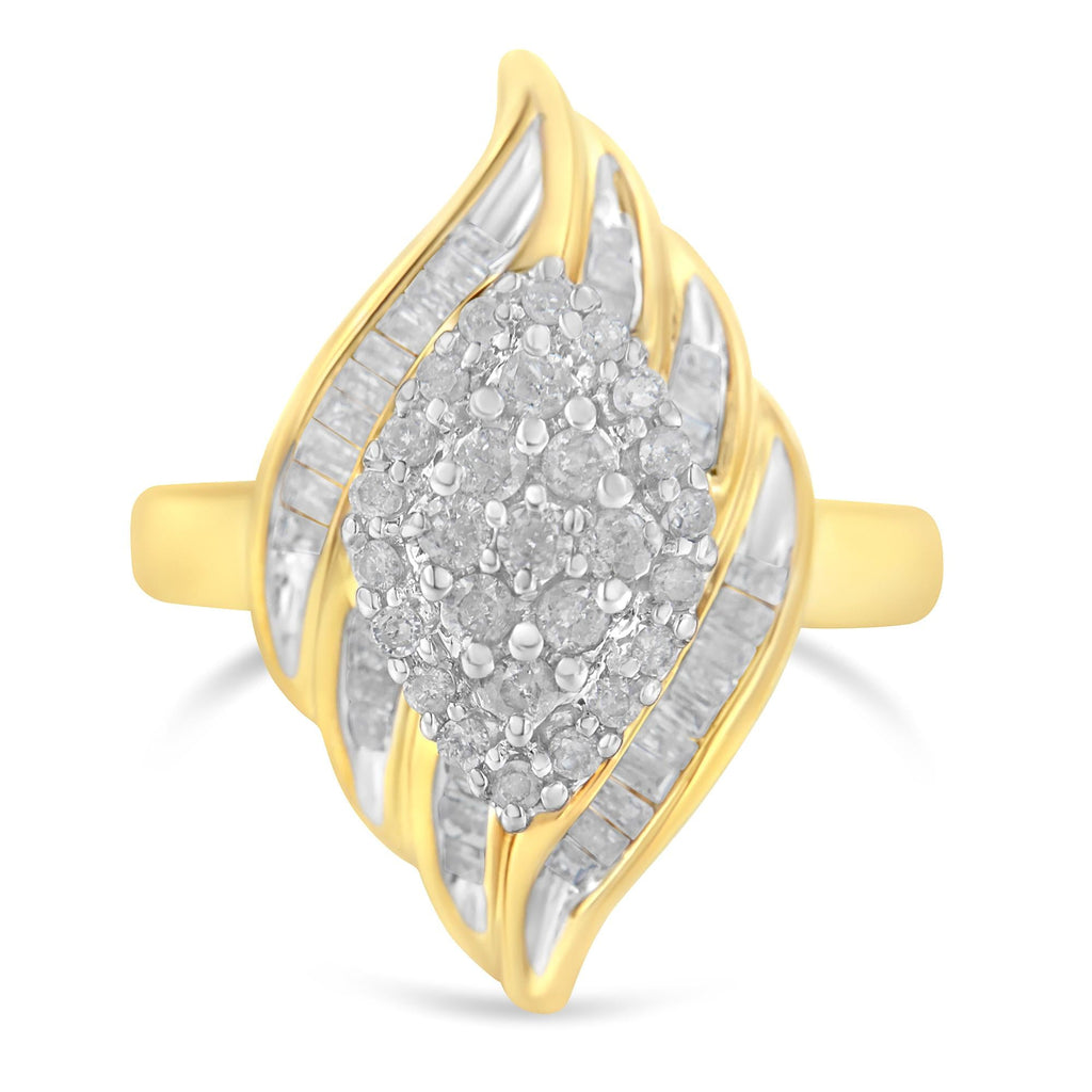 10K Yellow Gold Diamond Cocktail Ring (3/4 Cttw, I-J Color, I2-I3 Clarity) - Friggin Jewelry