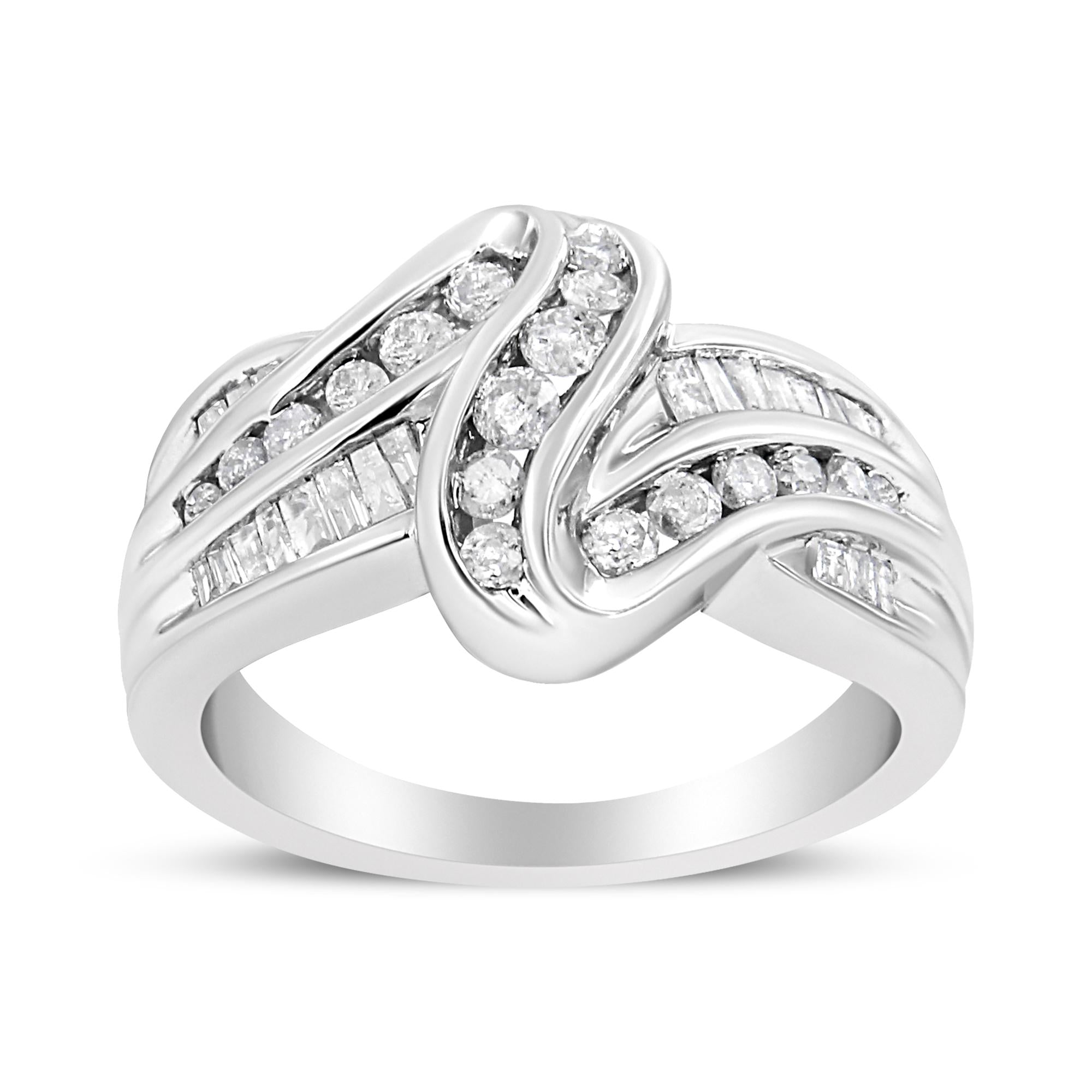 Anillo de oro blanco de 10 quilates con diamante de talla redonda de 3/4 quilates (color HI, claridad I2-I3) - Friggin Jewelry