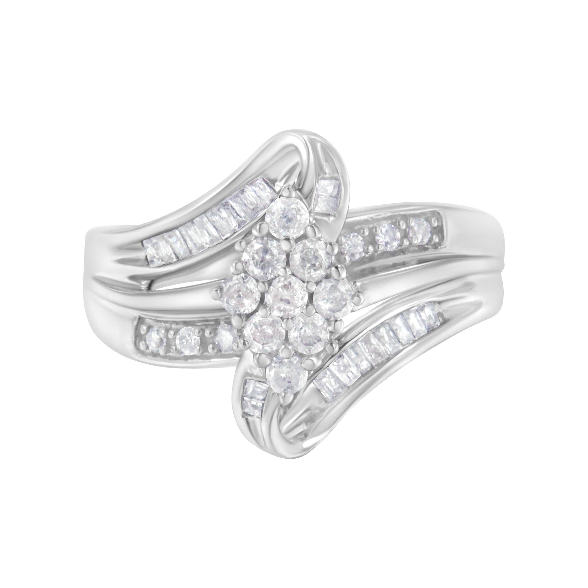 Anillo de oro blanco de 10 quilates con diamantes de 1/2 ct (claridad alta, color I2-I3) - Friggin Jewelry