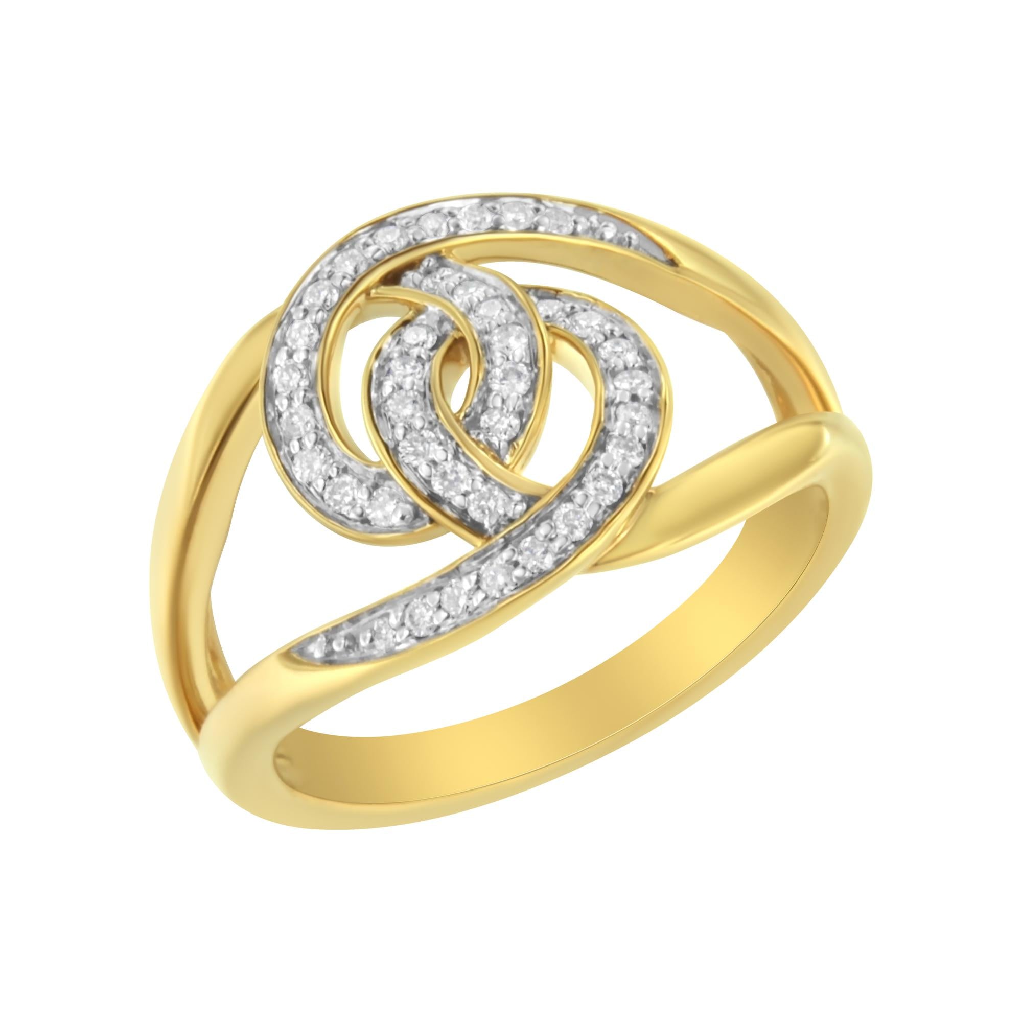 Anello bypass con gambo aperto e anello intrecciato in argento sterling 925 placcato oro giallo 14K con diamanti da 1/4 carati (colore IJ, purezza I1-I2) - Friggin Jewelry