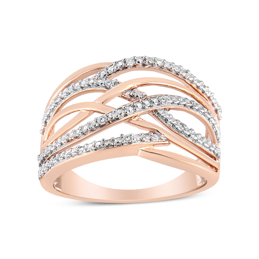 .925 Sterling Silver Diamond Accent Crossover Ring (I-J Color, I2-I3 Clarity) - Friggin Jewelry