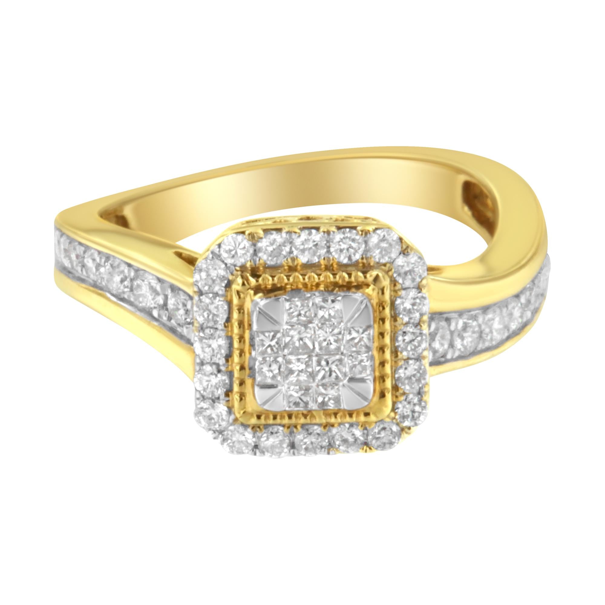 10KT Yellow Gold Diamond Cocktail Ring (5/8 cttw, H-I Color, SI2-I1 Clarity) - Friggin Jewelry