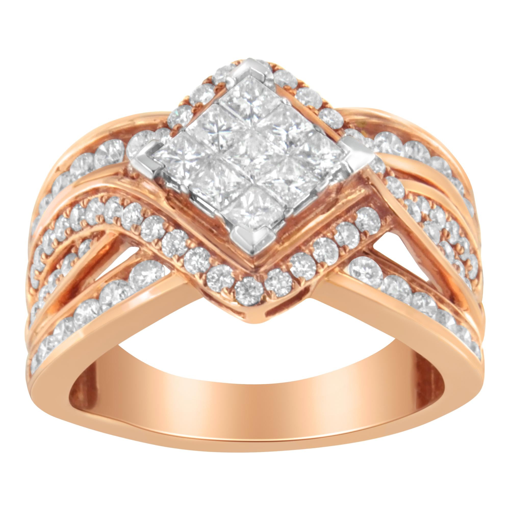 Two-Tone 10KT Gold Diamond Bypass Cocktail Ring (1 1/2 cttw, H-I Color, I1-I2 Clarity) - Friggin Jewelry