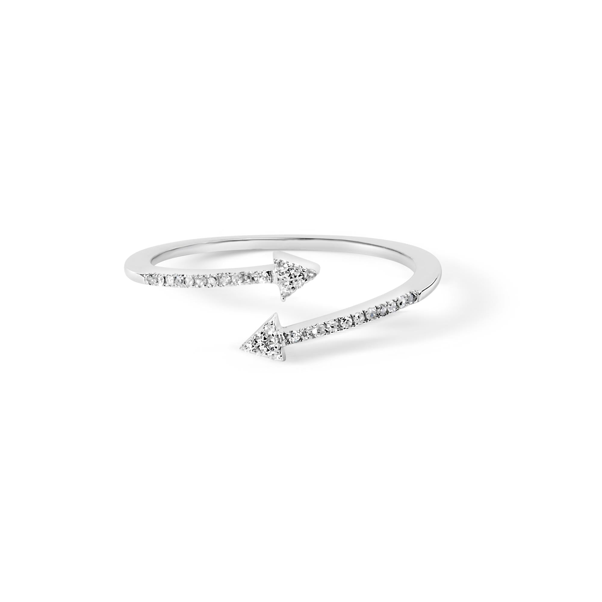 Anillo abierto con doble punta de flecha de diamantes de 1/5 quilates en plata de ley 925 (color IJ, claridad I2-I3) - Friggin Jewelry