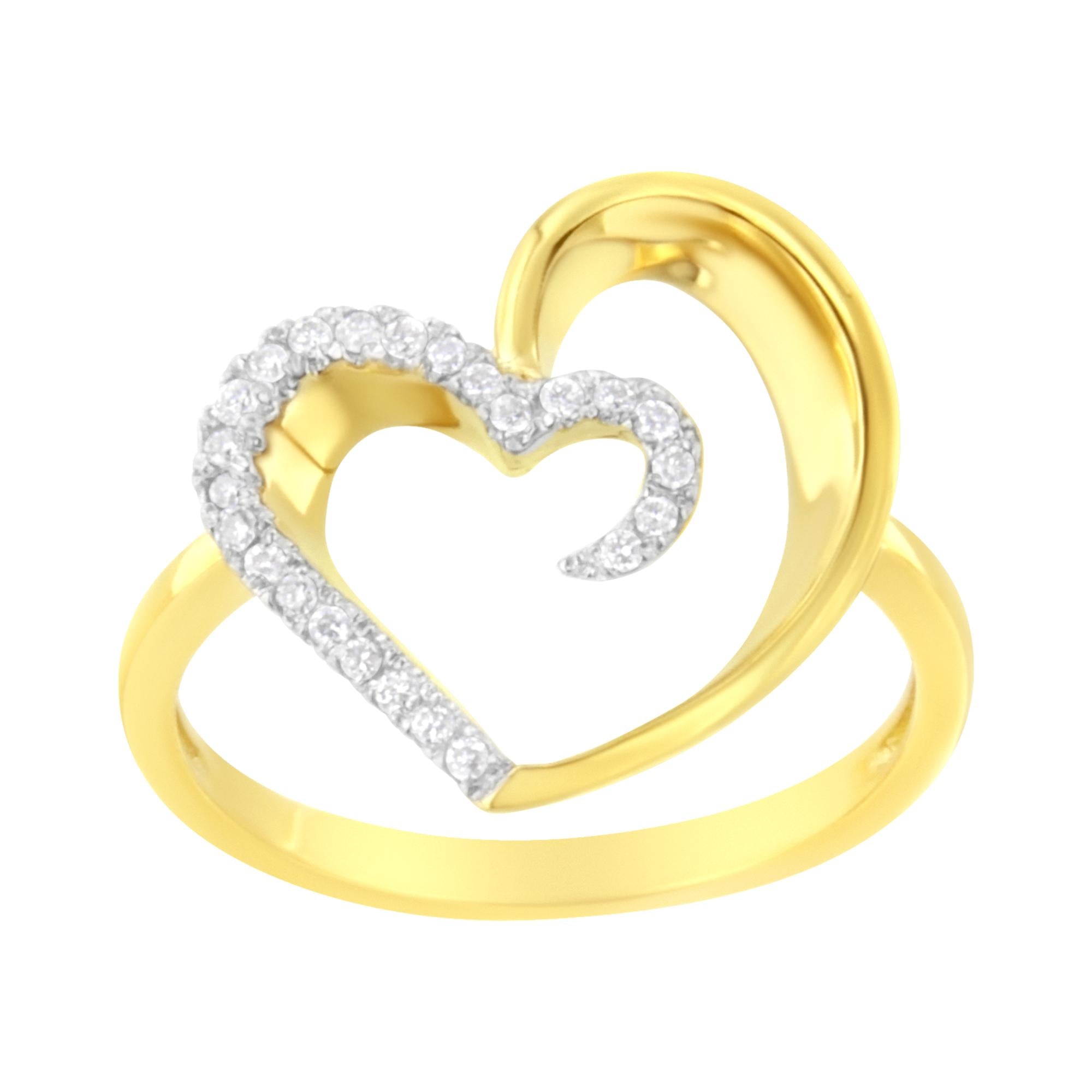 14KT Yellow Gold 1/10 ctw. Diamond Heart Shape Ring (K-L, I1-I2) - Friggin Jewelry