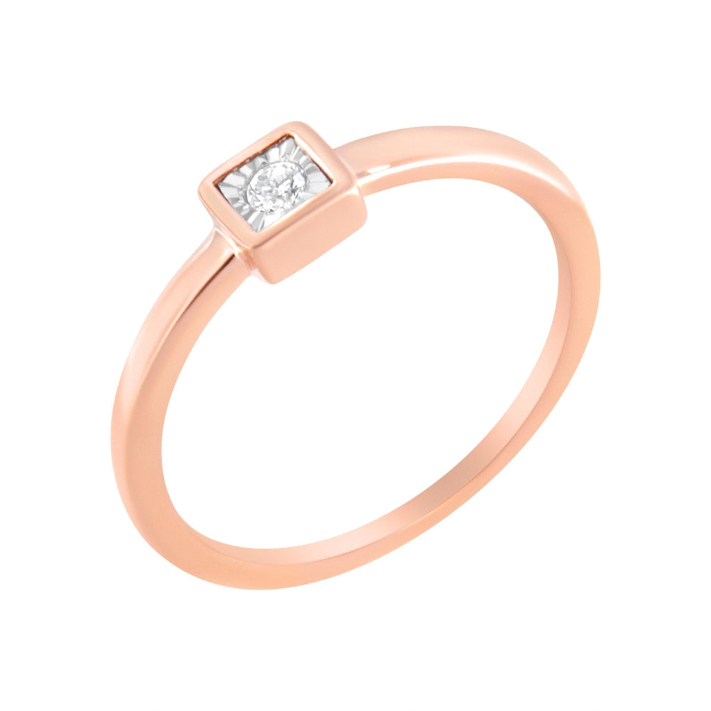 Anillo de compromiso de diamantes engastados milagros de 1/20 ct en plata esterlina .925 bañada en oro rosa de 14 quilates (color JK, claridad I1-I2) - Friggin Jewelry
