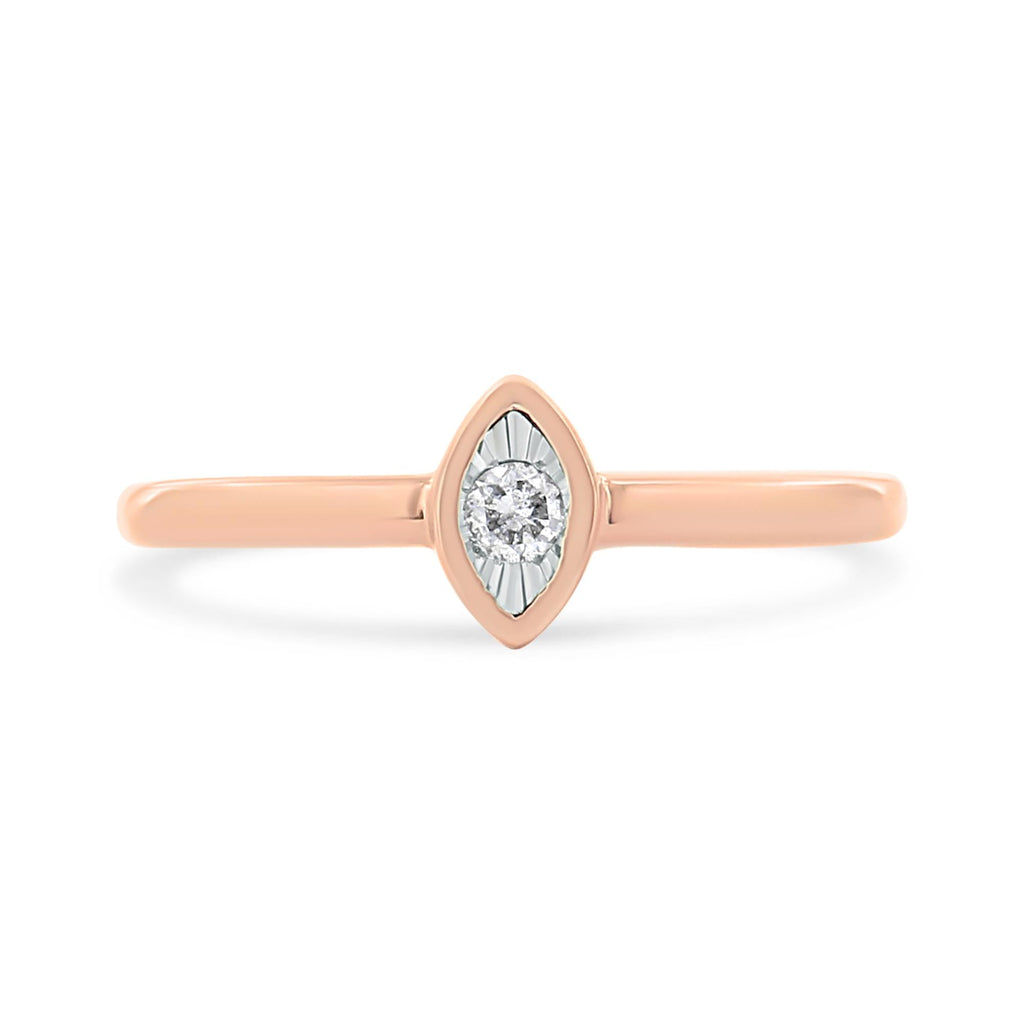 Anillo de compromiso en plata de ley 925 bañado en oro rosa de 14 quilates con detalles de diamantes en forma de pera (color JK, claridad I1-I2) - Friggin Jewelry