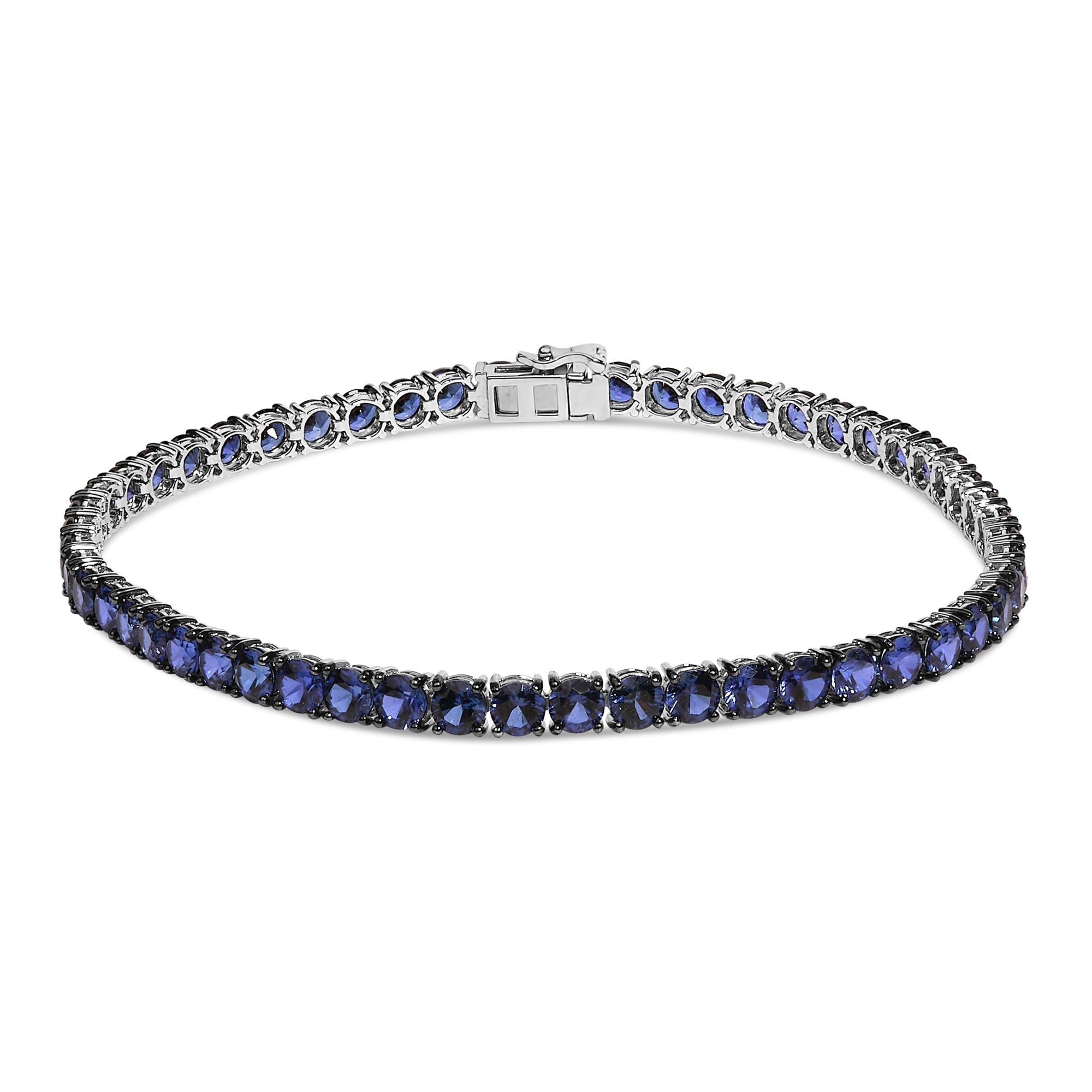 Men's .925 Sterling Silver Created Blue Sapphire Tennis Bracelet - 8.5" Inches - Friggin Jewelry