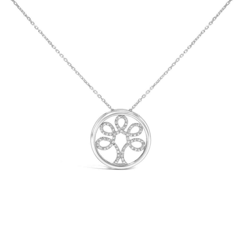 .925 Sterling Silver 1/10 Cttw Diamond Tree of Life Pendant Necklace (I-J Color, I3 Clarity) - Friggin Jewelry