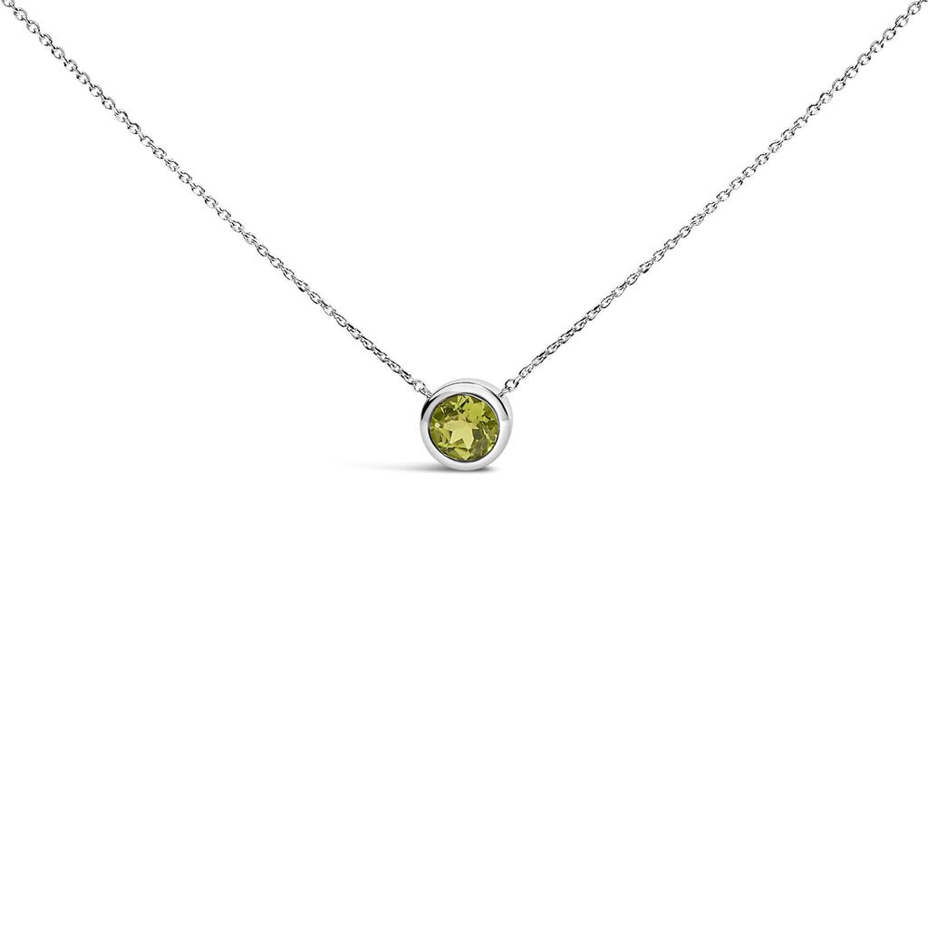 Collar con colgante de piedra preciosa creada en plata de ley 925 de 7 mm con bisel - 45,7 cm - Friggin Jewelry