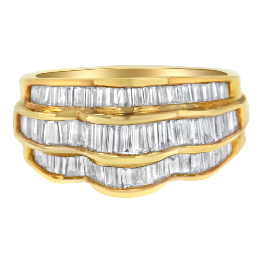 14KT Yellow Gold Diamond Multi-Row Band Ring (1 1/4 cttw, H-I Color, SI1-SI2 Clarity) - Friggin Jewelry Premium