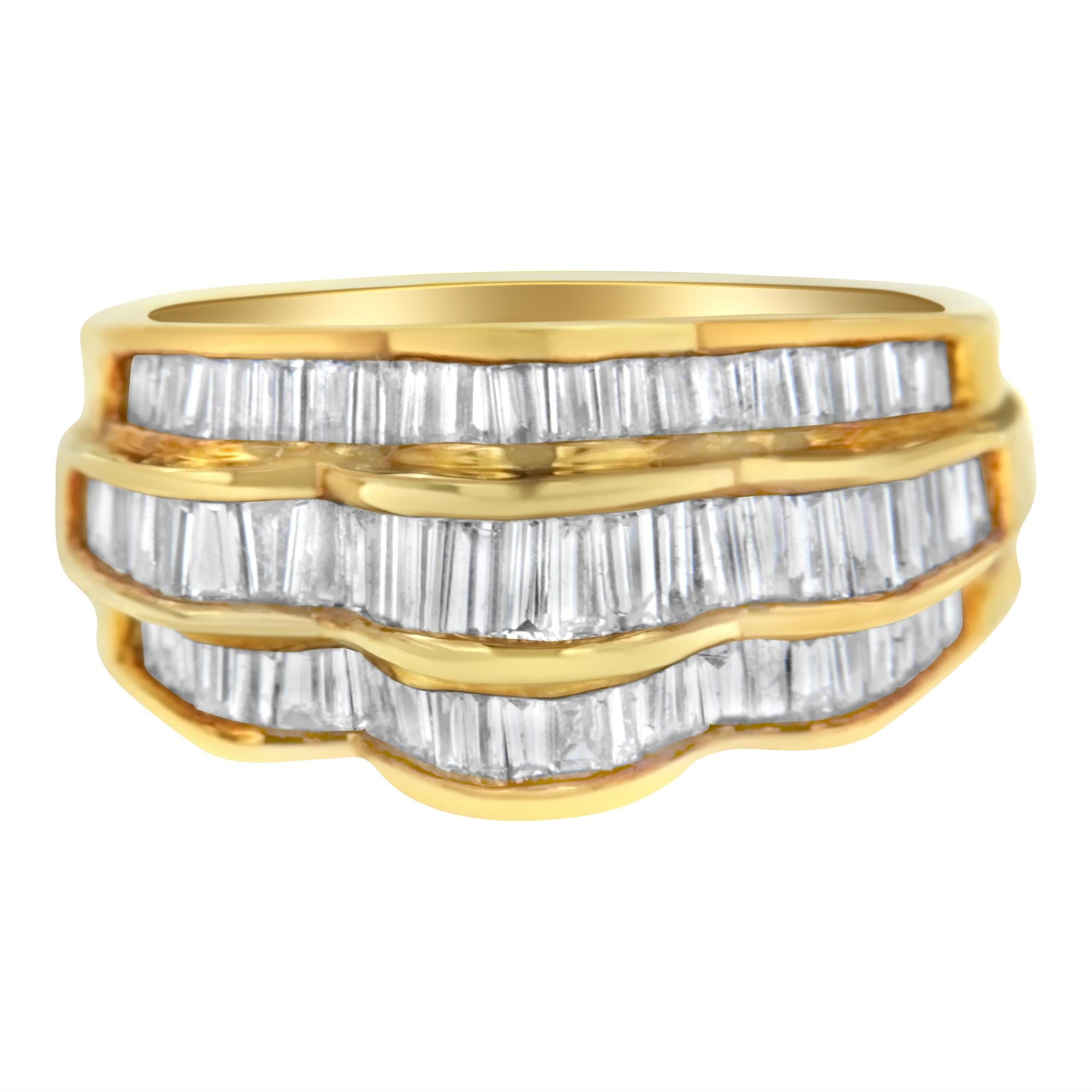 14KT Yellow Gold Diamond Multi-Row Band Ring (1 1/4 cttw, H-I Color, SI1-SI2 Clarity) - Friggin Jewelry