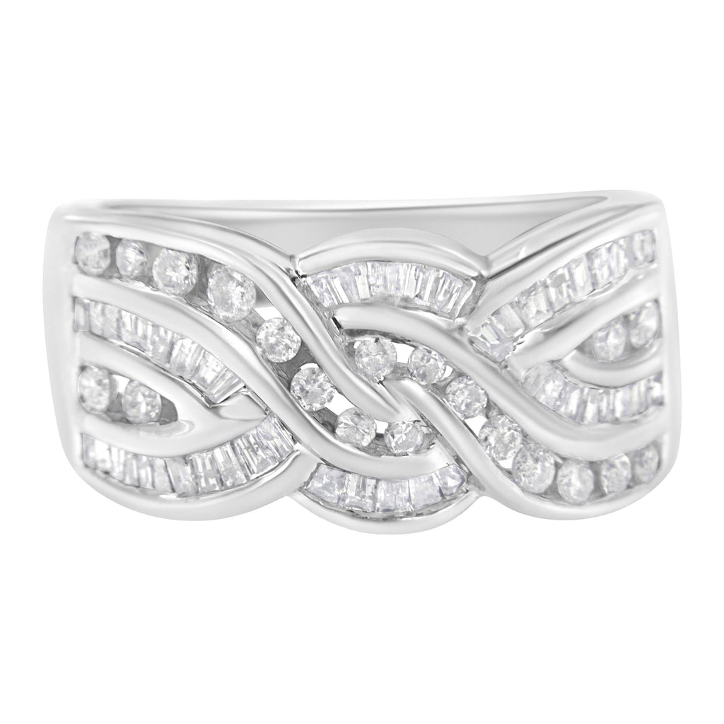 10K White Gold Diamond Bypass Ring (1 Cttw, H-I Color, I1-I2 Clarity) - Friggin Jewelry Premium