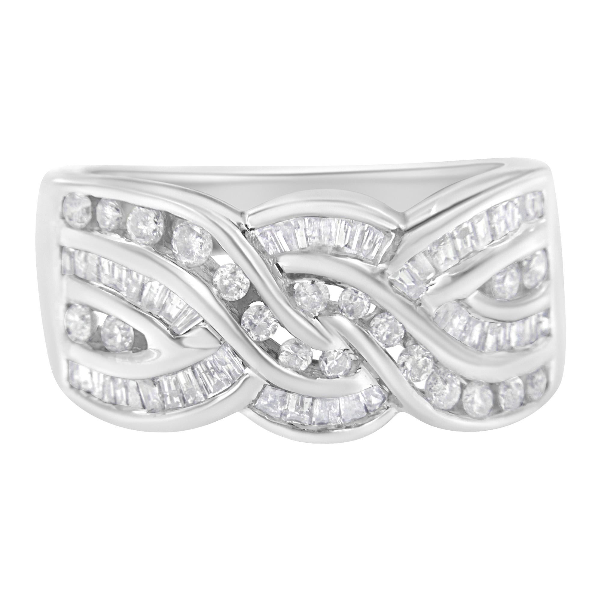 10K White Gold Diamond Bypass Ring (1 Cttw, H-I Color, I1-I2 Clarity) - Friggin Jewelry