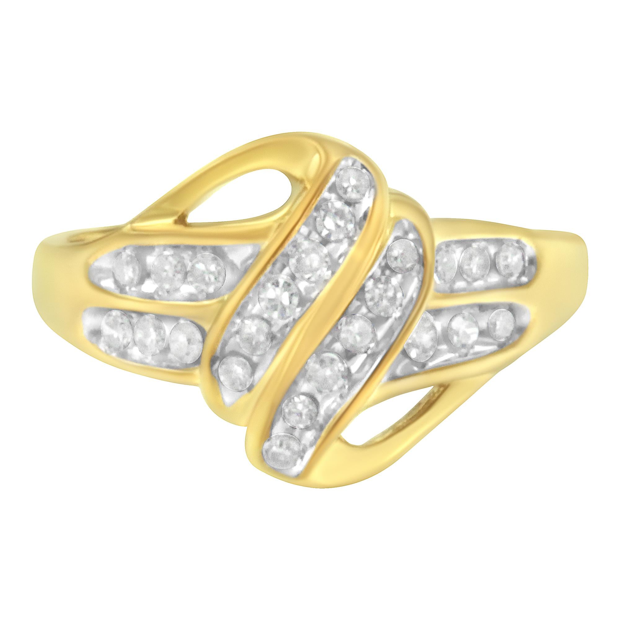 Anello floreale con alone aperto in argento sterling 925 placcato oro giallo 10K e diamanti da 1,0 ct (colore JK, purezza I2-I3) - Friggin Jewelry