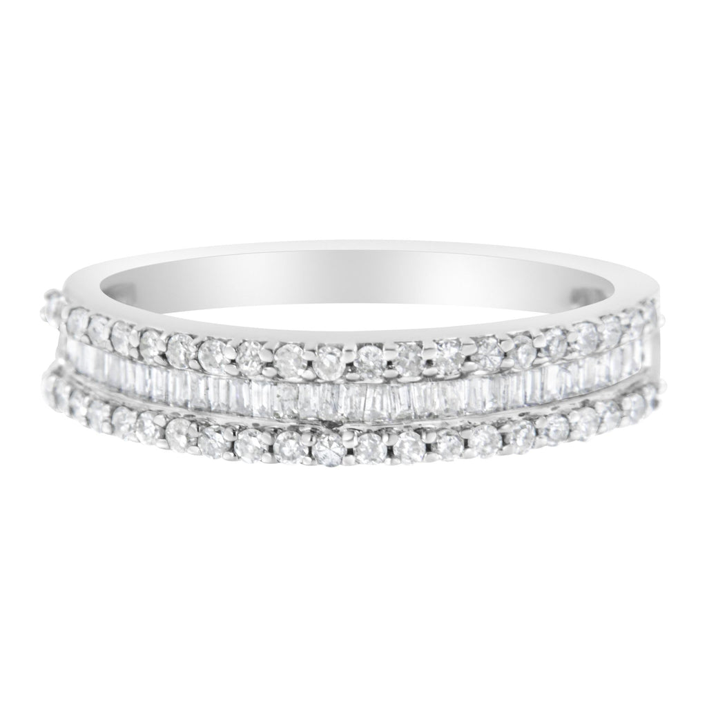 Anello moderno a fascia in oro bianco 14 carati con diamanti da 1/2 carati (colore HI, purezza SI2-I1) - Friggin Jewelry