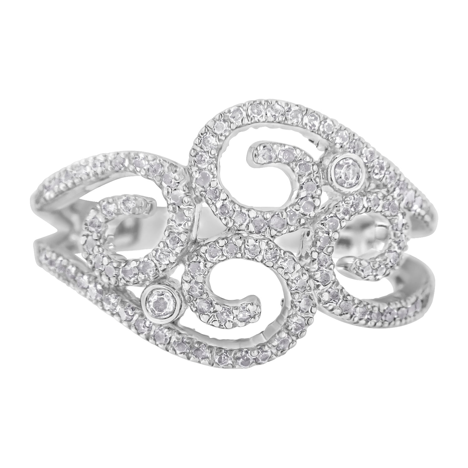 Anello a grappolo in oro bianco 14 carati con diamanti taglio rotondo (1/2 carati, purezza SI1-SI2, colore HI) - Friggin Jewelry