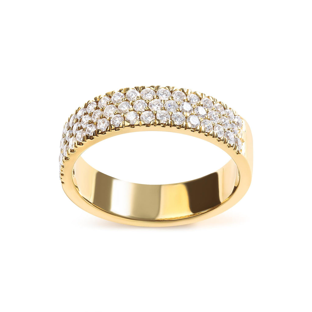 Anello a fascia in oro giallo 14 carati con diamanti a più file da 3/4 ct (colore HI, purezza SI2-I1)
