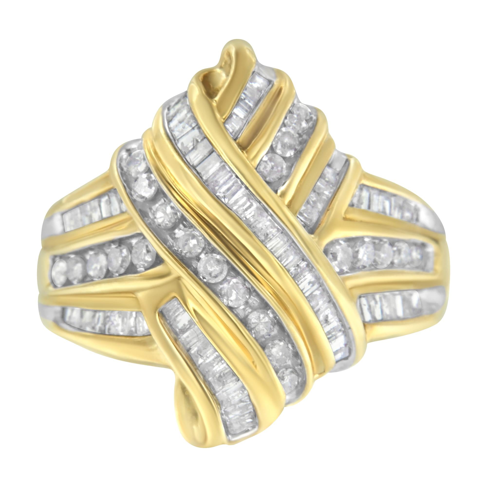 10K Yellow Gold Diamond Bypass Ring (1.0 cttw, H-I Color, I2-I3 Clarity) - Friggin Jewelry