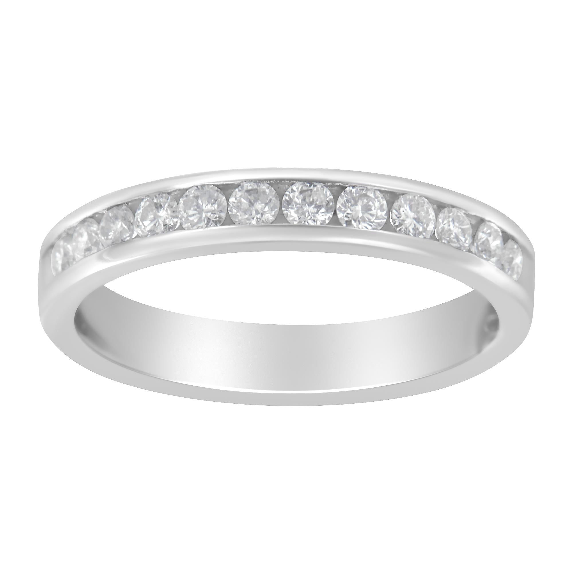 14K White Gold 1/2 cttw Diamond Band Ring (I-J Color, I2-I3 Clarity) - Friggin Jewelry