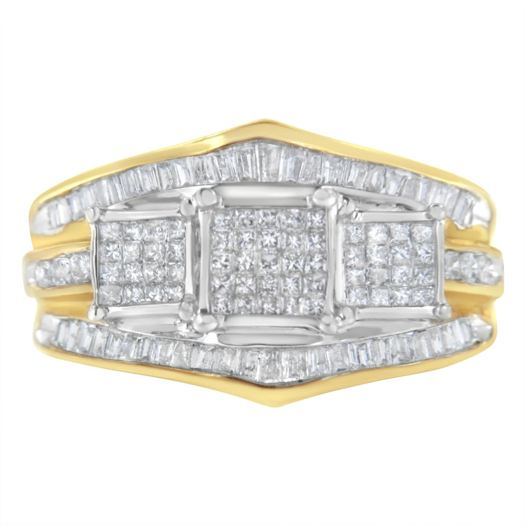 Anello in oro bicolore 10 carati con diamanti (1 carato, colore HI, purezza SI1-SI2) - Friggin Jewelry