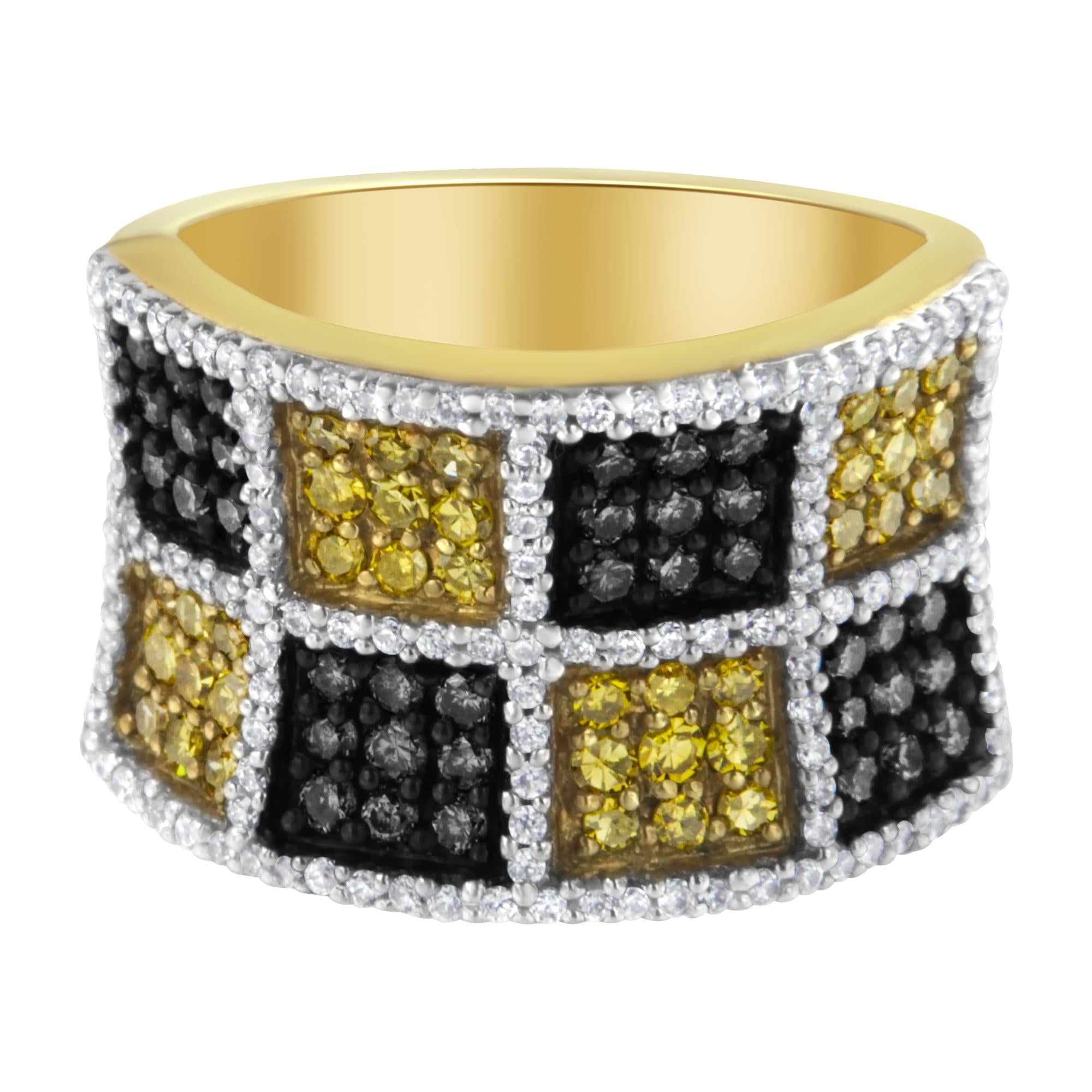 14KT Yellow Gold Champagne, Yellow and Round Diamond Band Ring (1 1/2 cttw, H-I Color, I1-I2 Clarity) - Friggin Jewelry