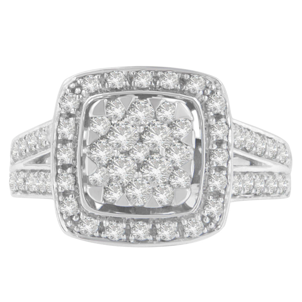 Anello con diamanti in oro bianco 10 carati (1 carato, colore HI, purezza SI2-I1) - Friggin Jewelry