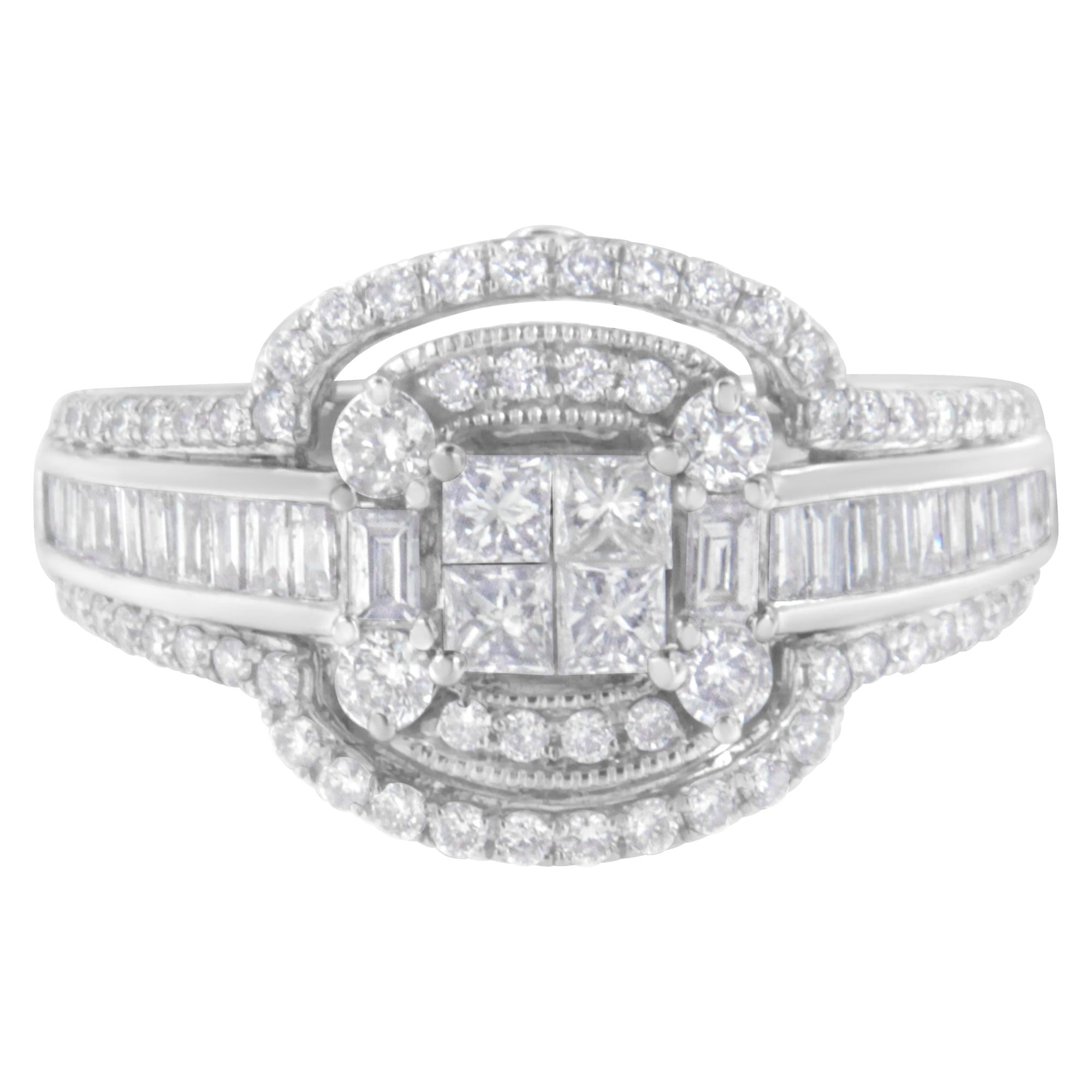 14KT White Gold Diamond Cocktail Ring (1 1/4 cttw, H-I Color, SI2-I1 Clarity) - Friggin Jewelry