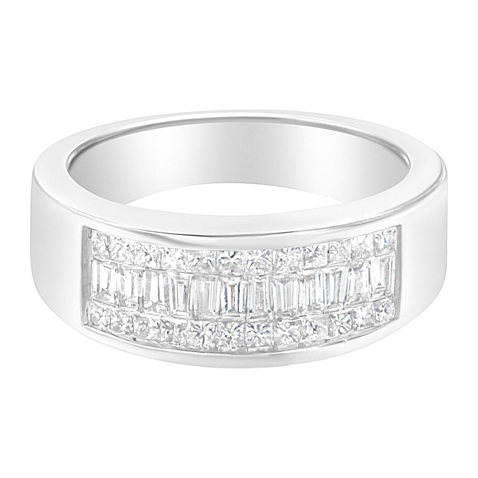 14K White Gold Princess and Baguette-cut Diamond Ring (1.0 Cttw, H-I Color, VS2-SI1 Clarity) - Friggin Jewelry