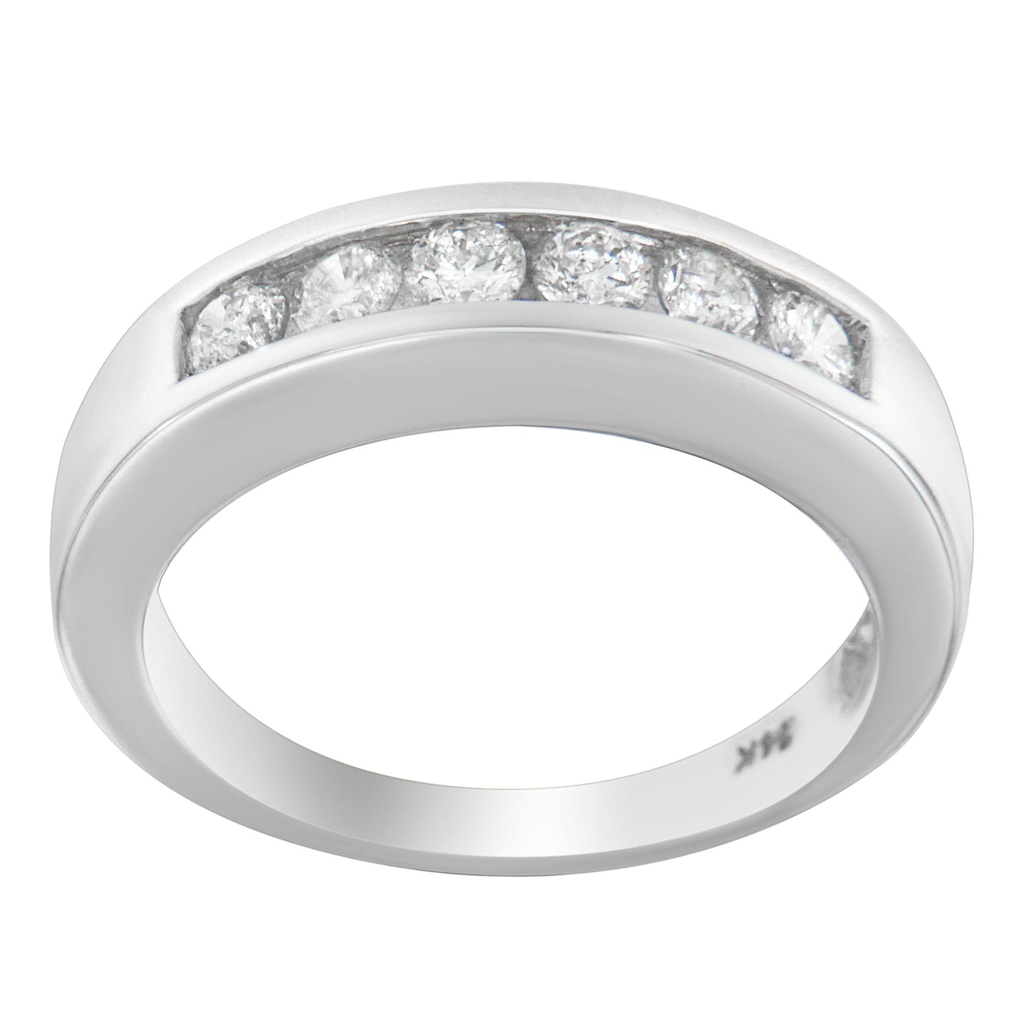 14K White Gold 3/4ct. TDW Diamond Channel Band Ring (H-I, I1-I2) - Friggin Jewelry