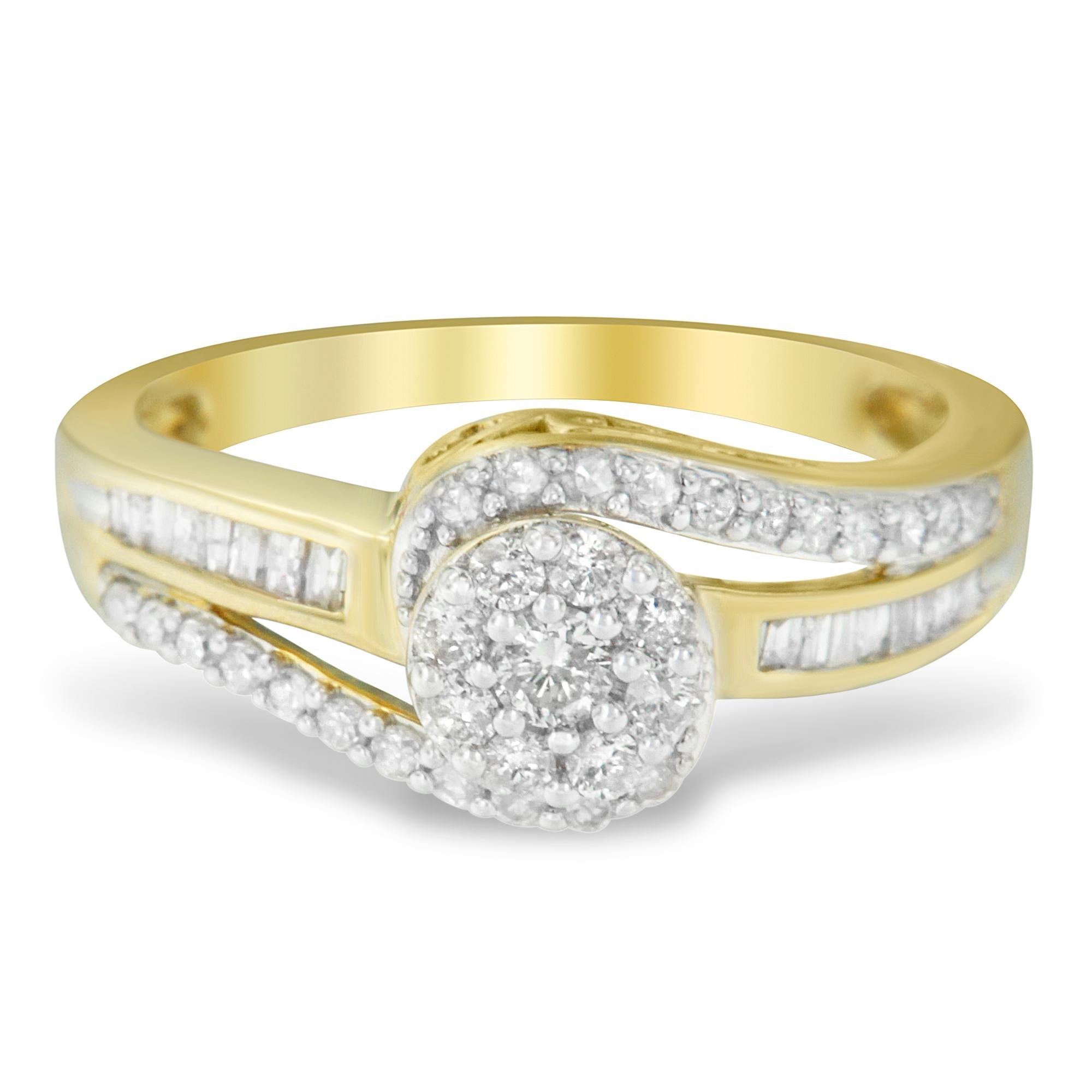 10K Yellow Gold Diamond Cluster Ring (1/2 Cttw, I-J Color, I2-I3 Clarity) - Friggin Jewelry