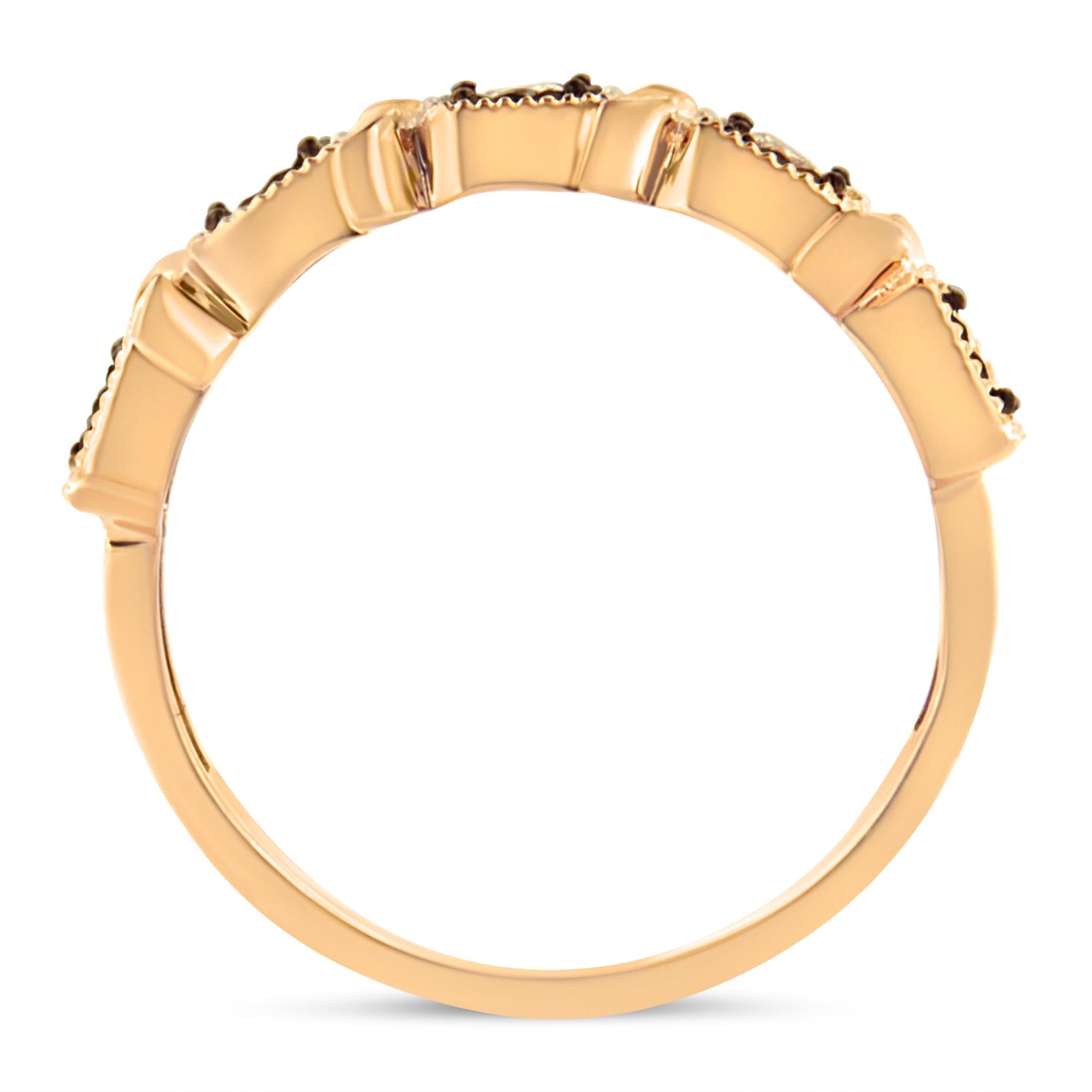 10K Rose Gold Flashed .925 Sterling Silver Miracle-Set 1/4 Cttw Diamond 5-Stone Band Ring  (J-K Color, I1-I2 Clarity) - Friggin Jewelry