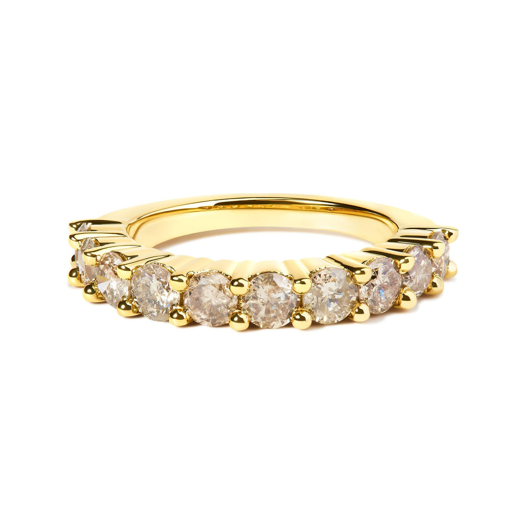 Anello per anniversario in argento sterling 925 placcato oro giallo 14K con 10 diamanti taglio brillante rotondo da 2,0 ct (colore JK, purezza I1-I2) - Friggin Jewelry